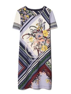 Tory Burch Lavender Multi Floral Patchwork T-Shirt Dress